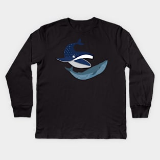 Blue Whales Kids Long Sleeve T-Shirt